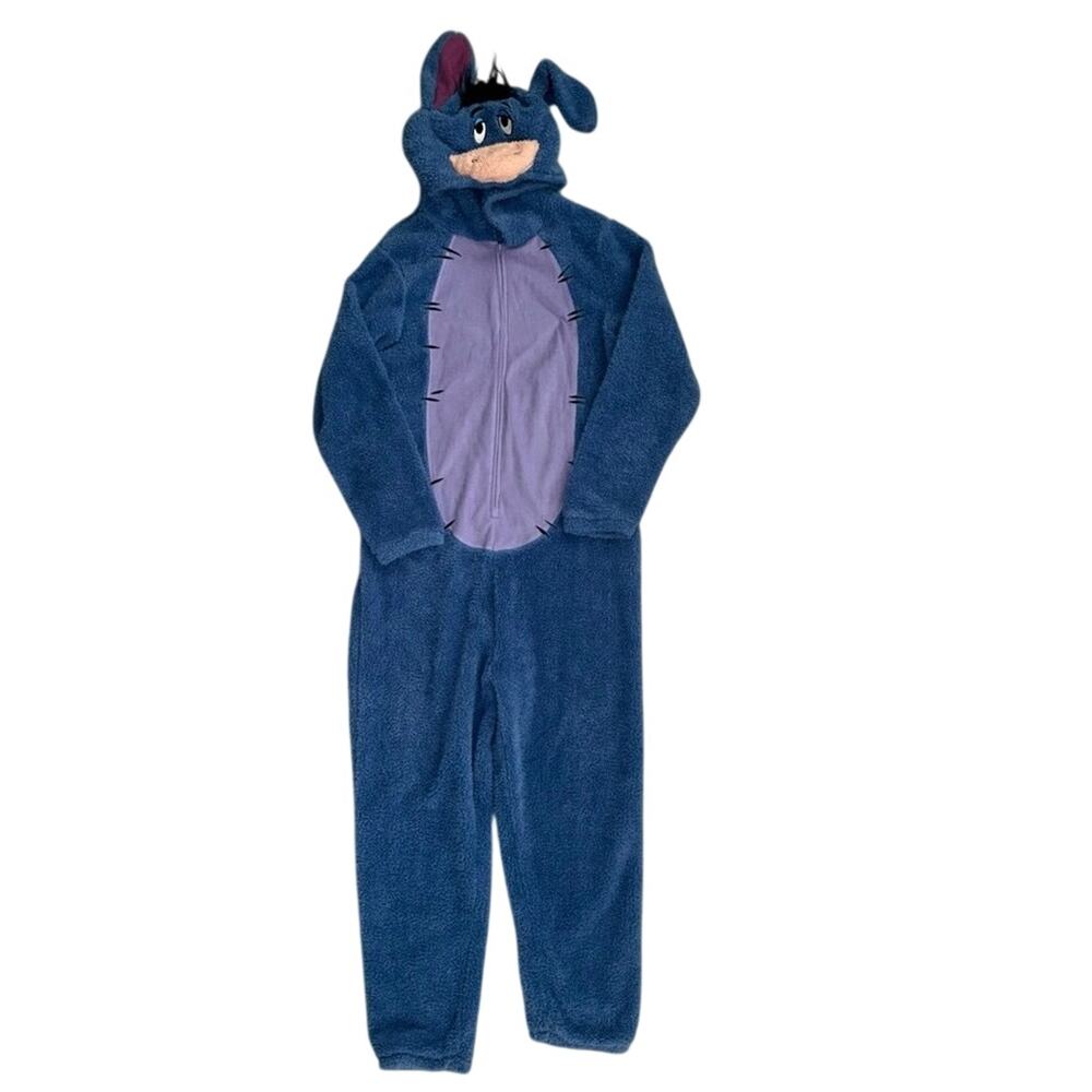 Eeyore adult costume onesie Disney Plush Blue Donkey Hoodie Sleeper Pajama large